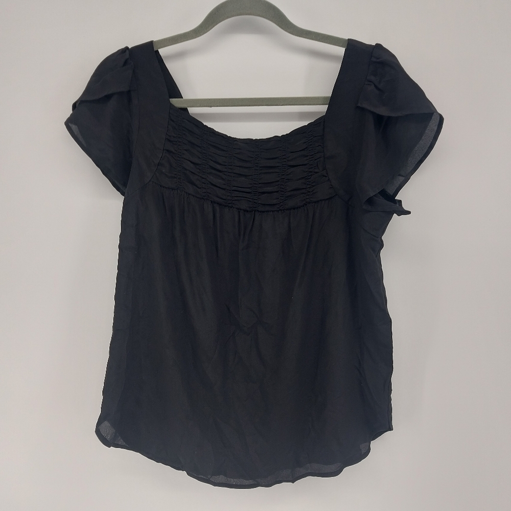 Royal Project Silk Black Short Sleeve Blouse  size medium
